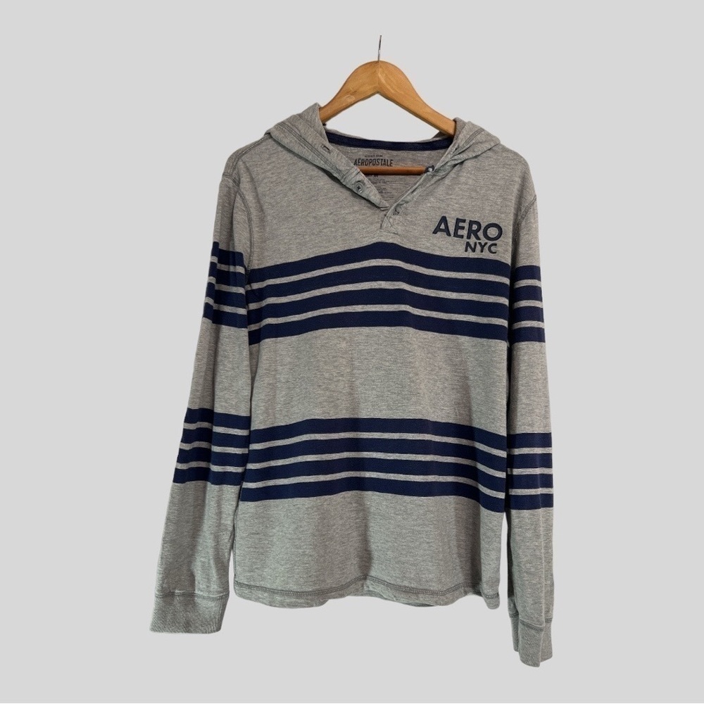 Aeropostale Long Sleeve Lightweight Hooded Cotton T-Shirt Men’s M